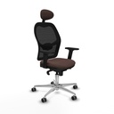 Jorquera sincro malla negra similpiel marrón oscuro brazos 2D base aluminio cabecero fijo ruedas 65mm engomada