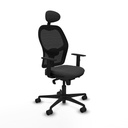 Jorquera sincro malla negra similpiel gris oscuro brazos 1D base nailon cabecero fijo ruedas 65mm nailon