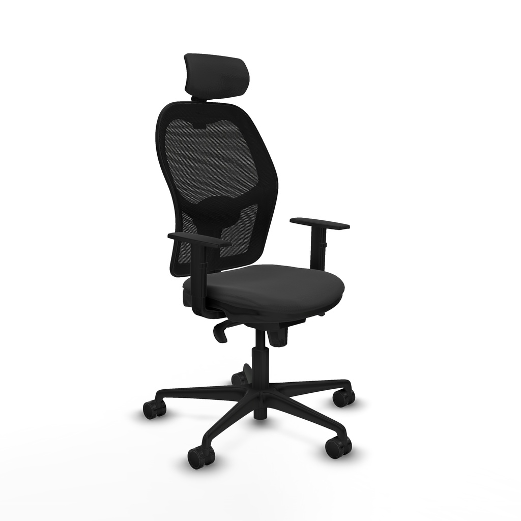 Jorquera sincro malla negra similpiel gris oscuro brazos 1D base nailon cabecero 2D ruedas 65mm nailon