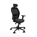 Jorquera sincro malla negra similpiel gris oscuro brazos 2D base nailon cabecero 2D ruedas 65mm nailon