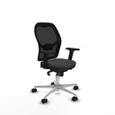 Jorquera sincro malla negra similpiel gris oscuro brazos 2D base aluminio  ruedas 65mm nailon