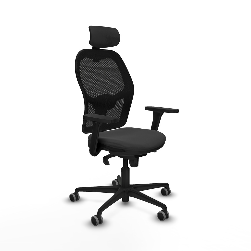 Jorquera sincro malla negra similpiel gris oscuro brazos 3D base nailon cabecero 2D ruedas 65mm engomada