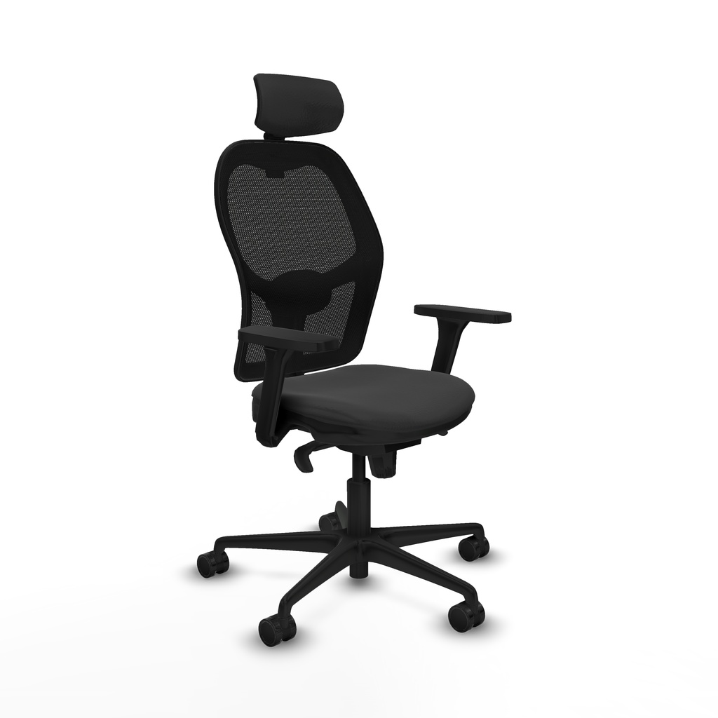 Jorquera sincro malla negra similpiel gris oscuro brazos 3D base nailon cabecero 2D ruedas 65mm nailon