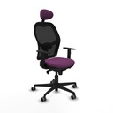 Jorquera sincro malla negra similpiel morado brazos 1D base nailon cabecero fijo ruedas 65mm engomada