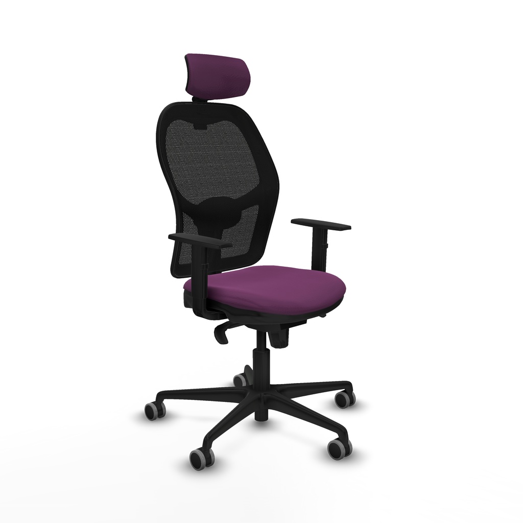 Jorquera sincro malla negra similpiel morado brazos 1D base nailon cabecero 2D ruedas 65mm engomada