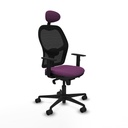 Jorquera sincro malla negra similpiel morado brazos 1D base nailon cabecero fijo ruedas 65mm nailon