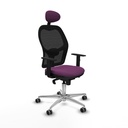 Jorquera sincro malla negra similpiel morado brazos 1D base aluminio cabecero fijo ruedas 65mm engomada
