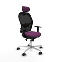 Jorquera sincro malla negra similpiel morado brazos 1D base aluminio cabecero 2D ruedas 65mm nailon