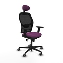Jorquera sincro malla negra similpiel morado brazos 2D base nailon cabecero fijo ruedas 65mm engomada