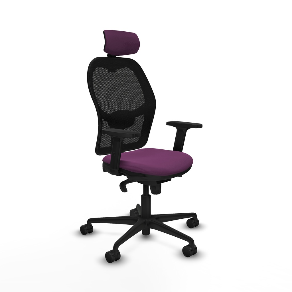 Jorquera sincro malla negra similpiel morado brazos 2D base nailon cabecero 2D ruedas 65mm nailon