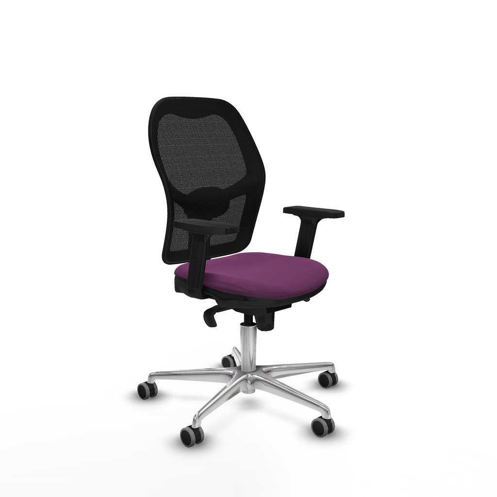 Jorquera sincro malla negra similpiel morado brazos 2D base aluminio  ruedas 65mm engomada