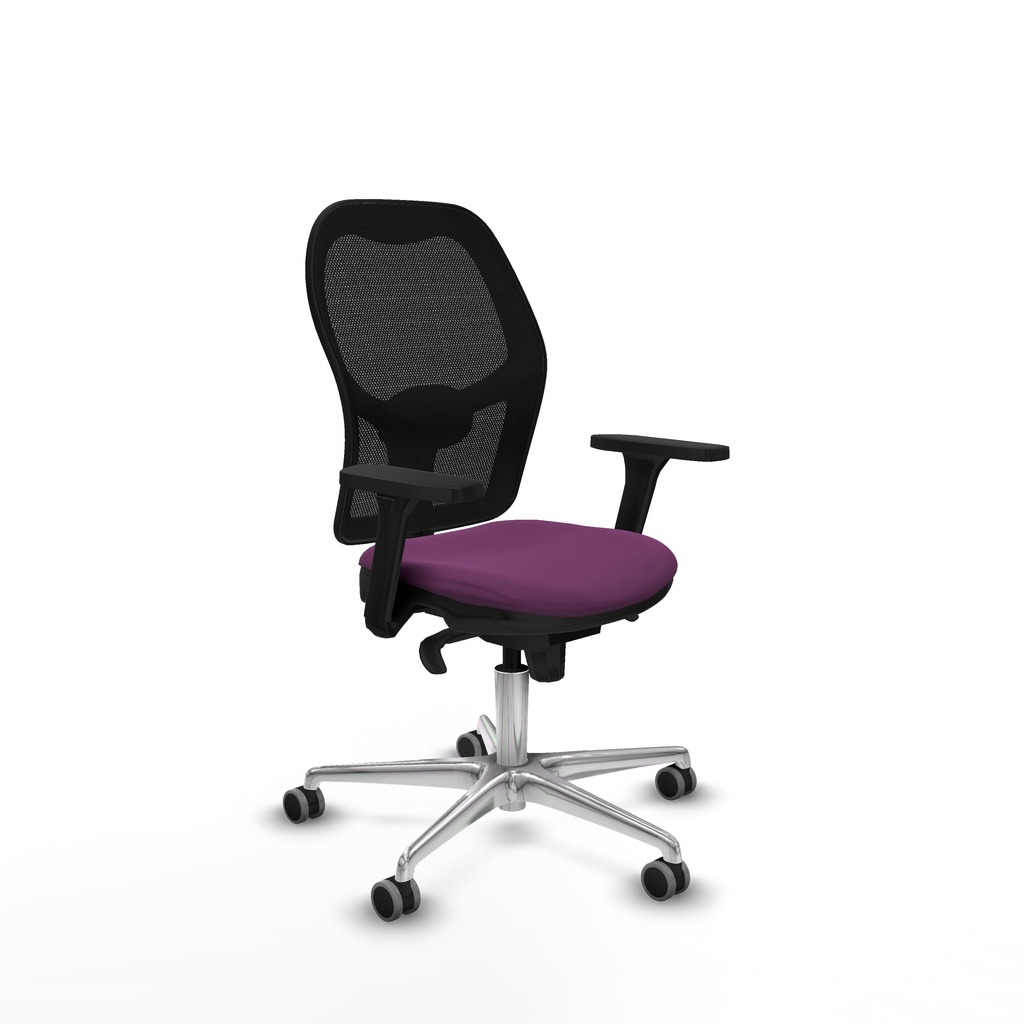 Jorquera sincro malla negra similpiel morado brazos 3D base aluminio  ruedas 65mm engomada