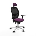 Jorquera sincro malla negra similpiel morado brazos 3D base aluminio cabecero fijo ruedas 65mm engomada