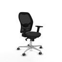 Jorquera sincro malla negra similpiel negro brazos 2D base aluminio  ruedas 65mm engomada