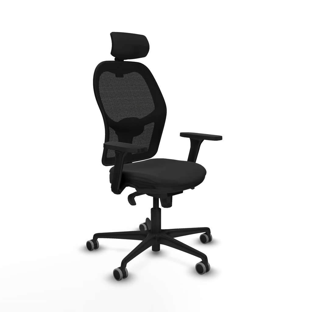 Jorquera sincro malla negra similpiel negro brazos 3D base nailon cabecero 2D ruedas 65mm engomada