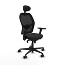 Jorquera sincro malla negra similpiel negro brazos 3D base nailon cabecero fijo ruedas 65mm nailon