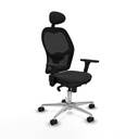 Jorquera sincro malla negra similpiel negro brazos 3D base aluminio cabecero fijo ruedas 65mm nailon
