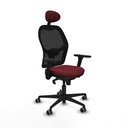 Jorquera sincro malla negra similpiel granate brazos 3D base nailon cabecero fijo ruedas 65mm engomada