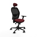 Jorquera sincro malla negra similpiel granate brazos 3D base nailon cabecero fijo ruedas 65mm nailon