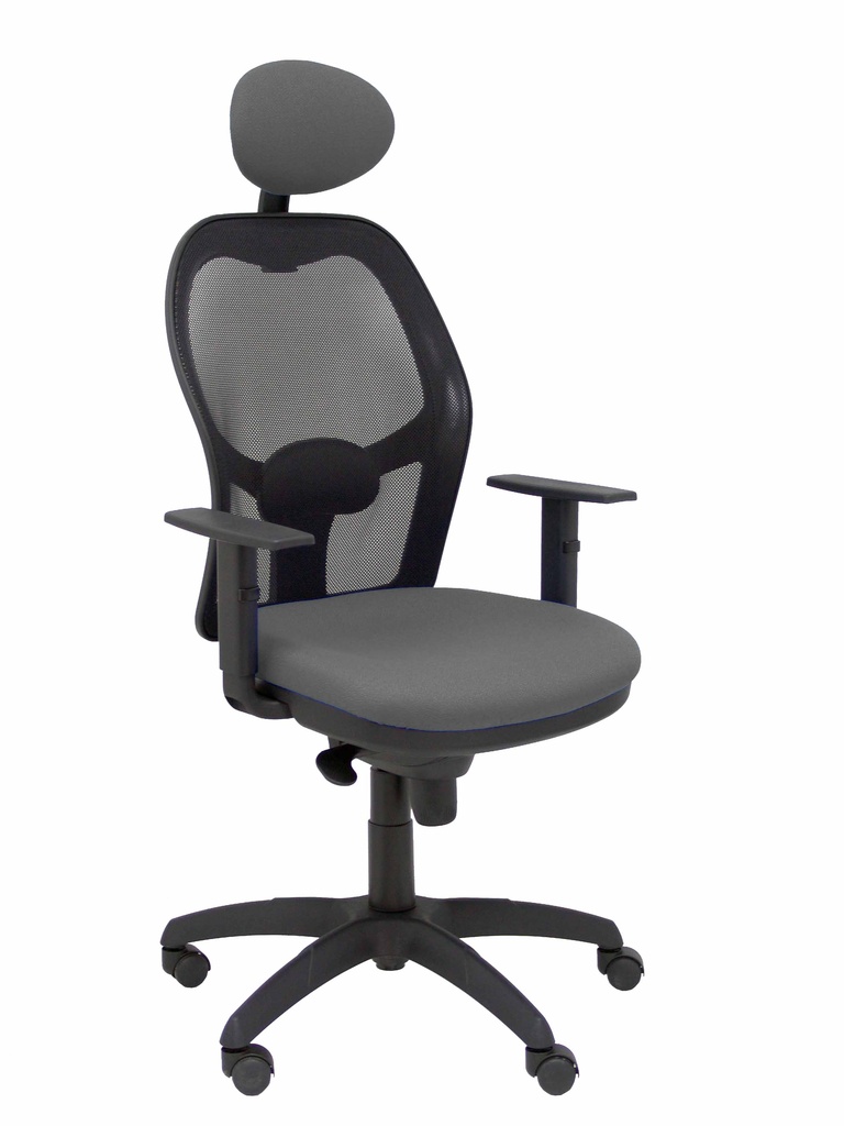 [15SNBALI600C] Silla Jorquera malla negra asiento bali gris oscuro con cabecero fijo