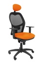 Silla Jorquera malla negra asiento similpiel naranja con cabecero fijo