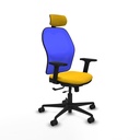 Jorquera traslack malla azul bali amarillo brazos 2D base nailon cabecero 2D ruedas 65mm nailon