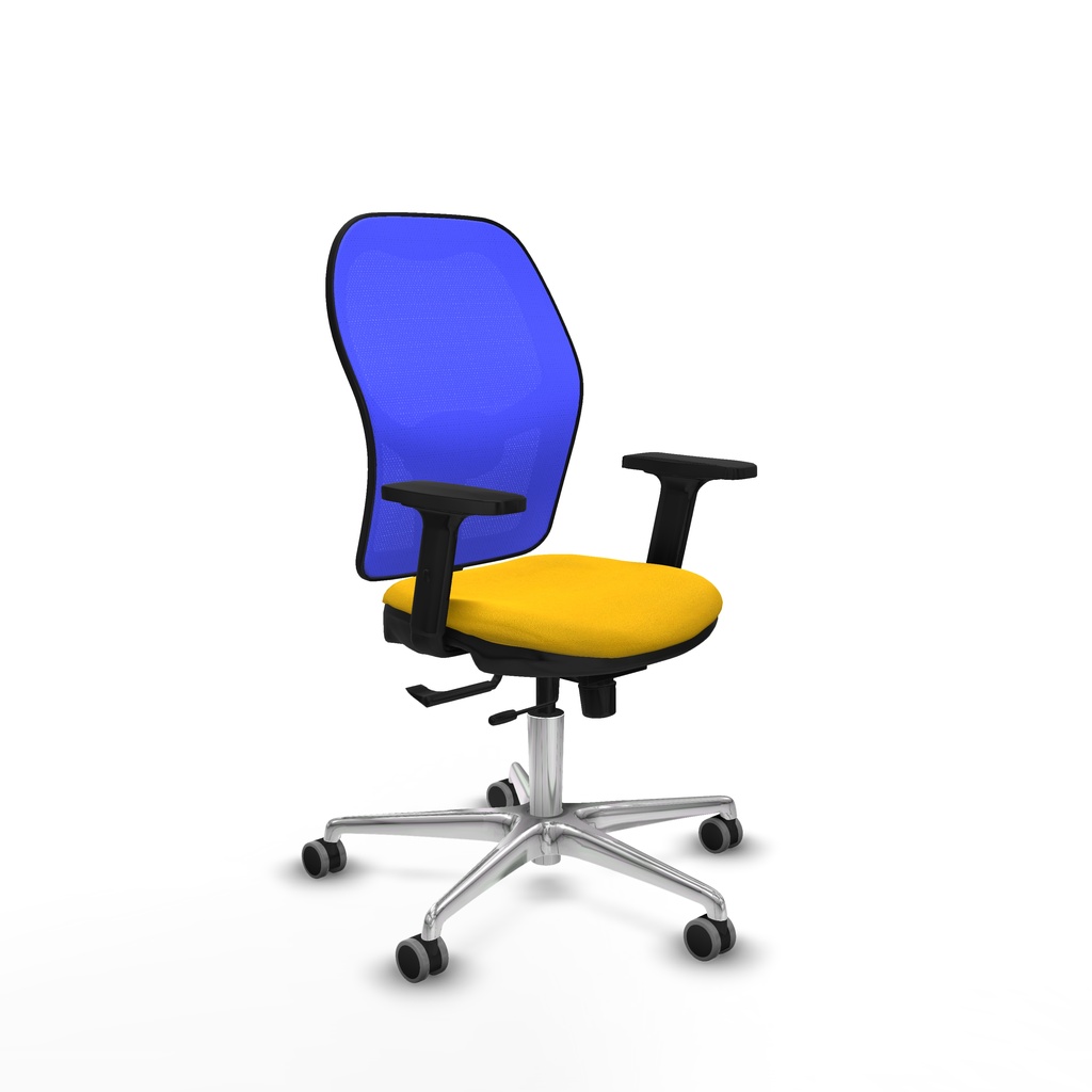 Jorquera traslack malla azul bali amarillo brazos 2D base aluminio  ruedas 65mm engomada