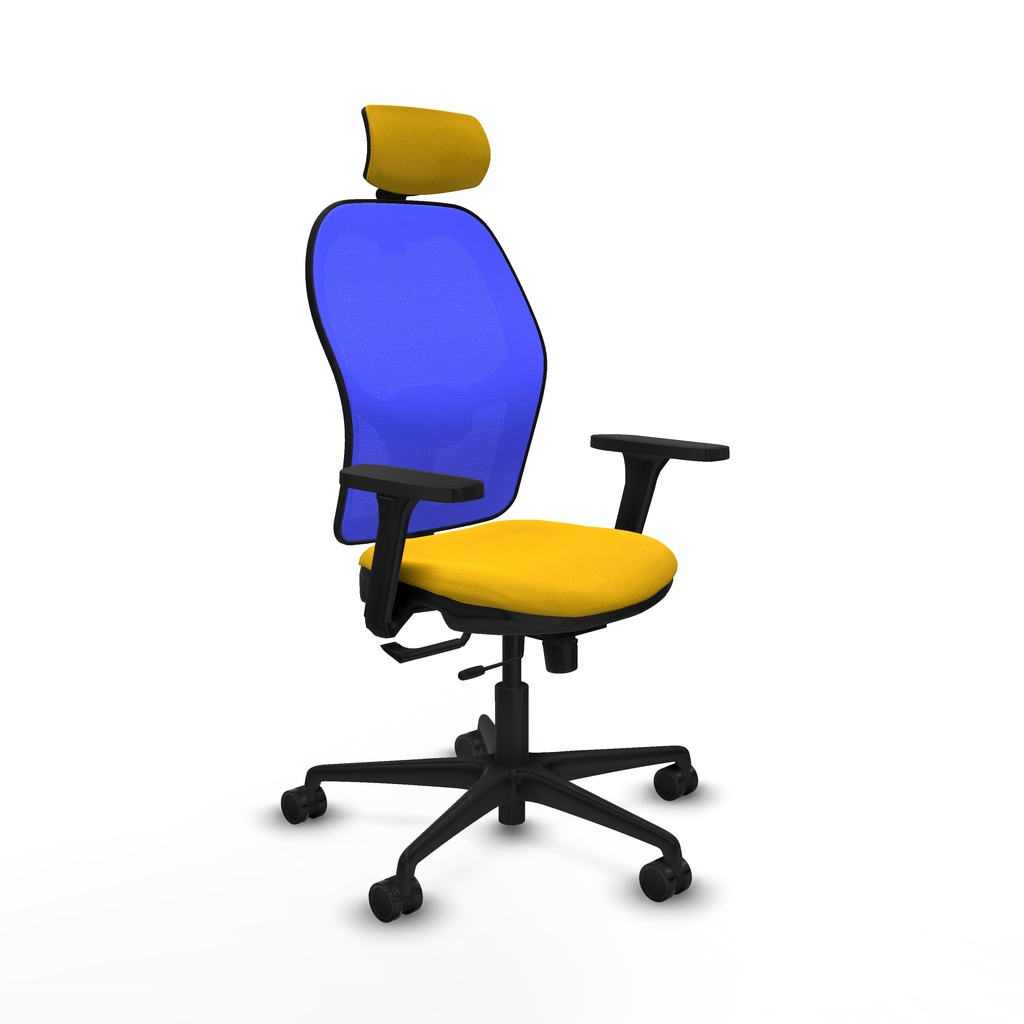 [15STM1B100B3D036N2] Jorquera traslack malla azul bali amarillo brazos 3D base nailon cabecero 2D ruedas 65mm nailon