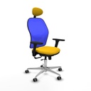 Jorquera traslack malla azul bali amarillo brazos 3D base aluminio cabecero fijo ruedas 65mm engomada