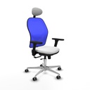 Jorquera traslack malla azul bali blanco brazos 3D base aluminio cabecero fijo ruedas 65mm engomada