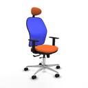 Jorquera traslack malla azul bali naranja brazos 1D base aluminio cabecero fijo ruedas 65mm nailon