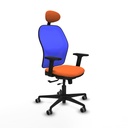 Jorquera traslack malla azul bali naranja brazos 2D base nailon cabecero fijo ruedas 65mm engomada