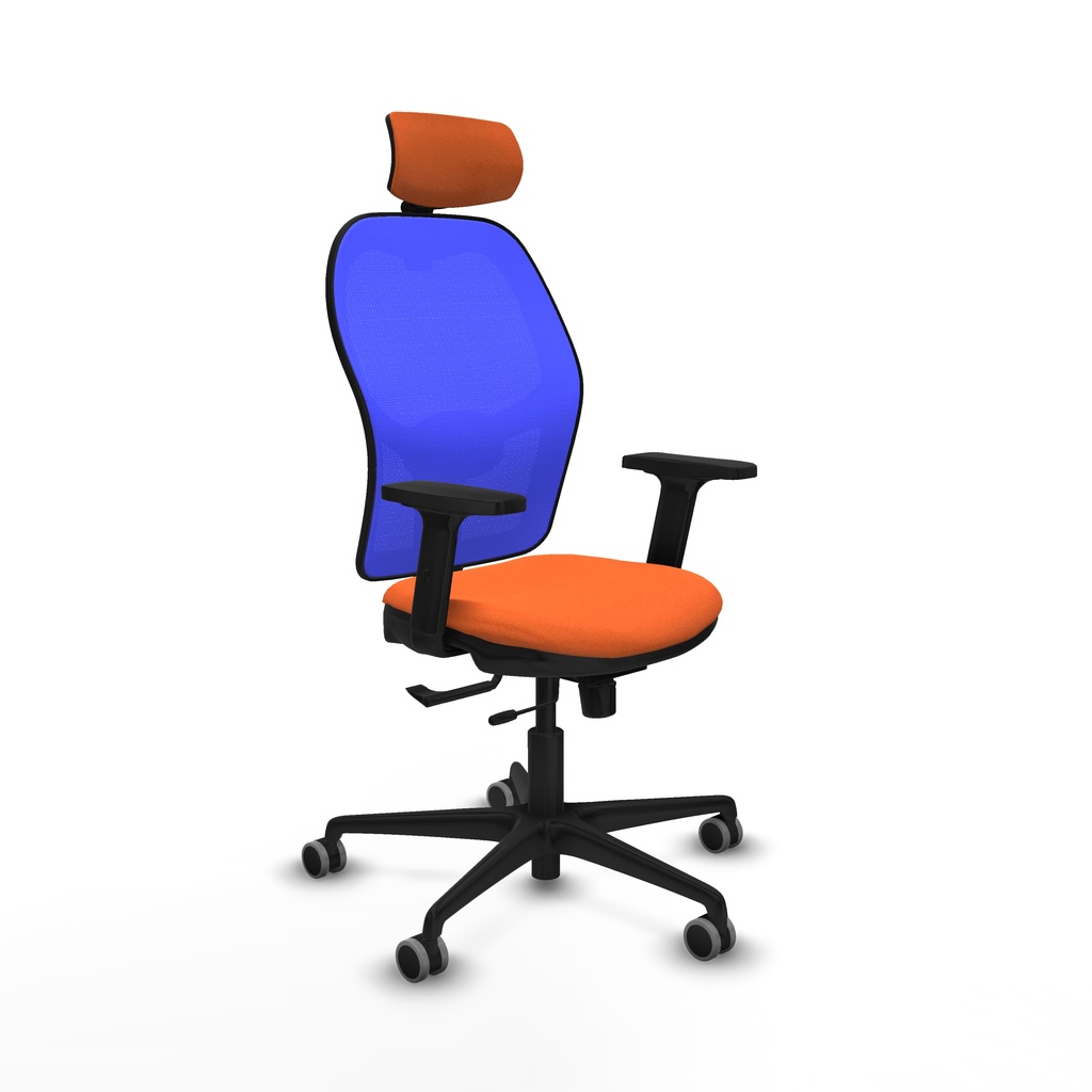 Jorquera traslack malla azul bali naranja brazos 2D base nailon cabecero 2D ruedas 65mm engomada