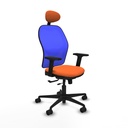 Jorquera traslack malla azul bali naranja brazos 2D base nailon cabecero fijo ruedas 65mm nailon