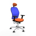 Jorquera traslack malla azul bali naranja brazos 2D base aluminio cabecero fijo ruedas 65mm engomada