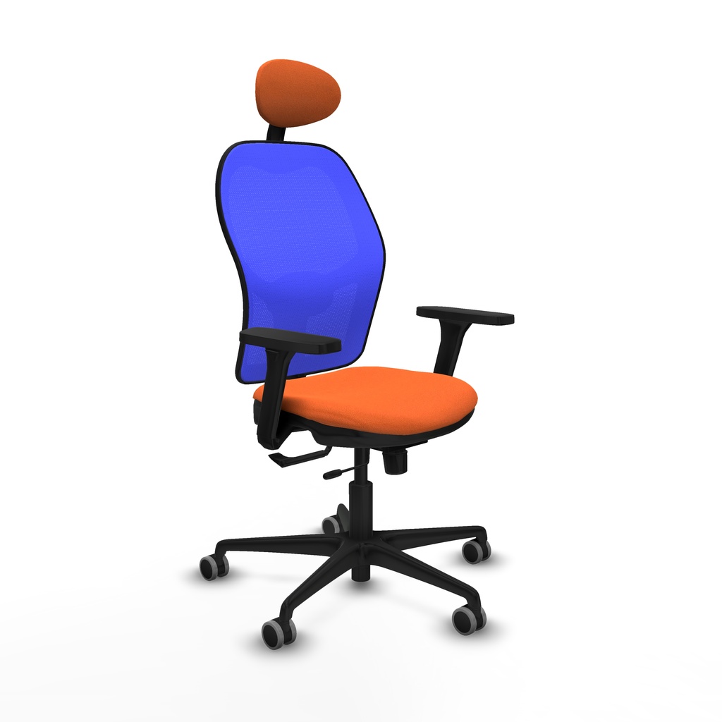 Jorquera traslack malla azul bali naranja brazos 3D base nailon cabecero fijo ruedas 65mm engomada