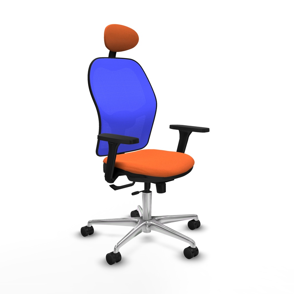Jorquera traslack malla azul bali naranja brazos 3D base aluminio cabecero fijo ruedas 65mm nailon