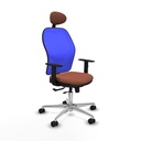 Jorquera traslack malla azul bali marrón brazos 1D base aluminio cabecero fijo ruedas 65mm nailon