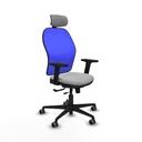 Jorquera traslack malla azul bali gris claro brazos 2D base nailon cabecero 2D ruedas 65mm engomada