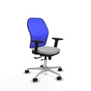 Jorquera traslack malla azul bali gris claro brazos 2D base aluminio  ruedas 65mm nailon