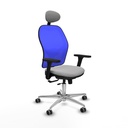Jorquera traslack malla azul bali gris claro brazos 3D base aluminio cabecero fijo ruedas 65mm engomada