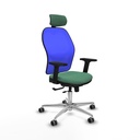 Jorquera traslack malla azul bali verde esmeralda brazos 2D base aluminio cabecero 2D ruedas 65mm engomada