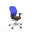 Jorquera traslack malla azul bali marrón oscuro brazos 2D base aluminio  ruedas 65mm engomada