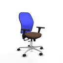 Jorquera traslack malla azul bali marrón oscuro brazos 3D base aluminio  ruedas 65mm nailon