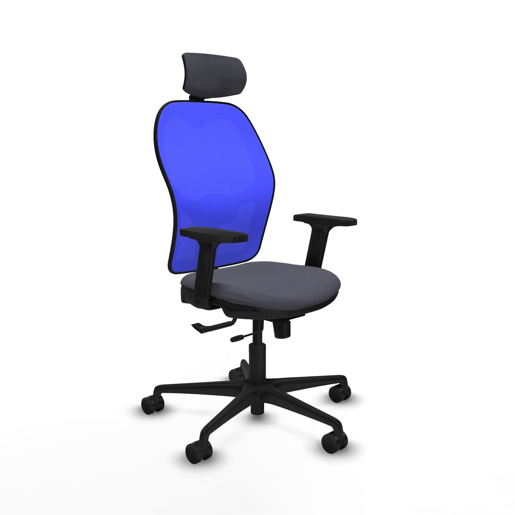 Jorquera traslack malla azul bali gris oscuro brazos 2D base nailon cabecero 2D ruedas 65mm nailon
