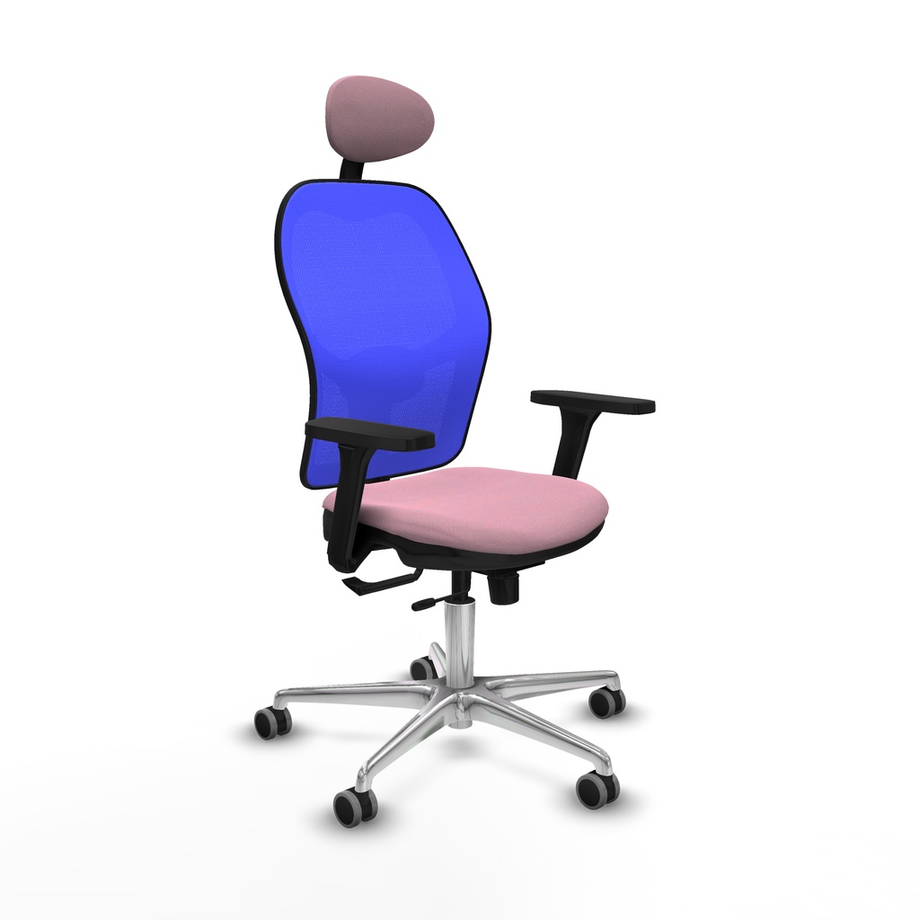Jorquera traslack malla azul bali rosa brazos 3D base aluminio cabecero fijo ruedas 65mm engomada