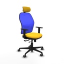 Jorquera traslack malla azul similpiel amarillo brazos 1D base nailon cabecero 2D ruedas 65mm engomada