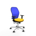 Jorquera traslack malla azul similpiel amarillo brazos 1D base aluminio  ruedas 65mm engomada