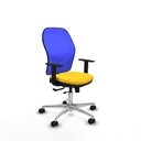 Jorquera traslack malla azul similpiel amarillo brazos 1D base aluminio  ruedas 65mm nailon