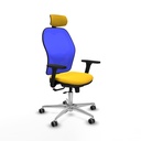 Jorquera traslack malla azul similpiel amarillo brazos 3D base aluminio cabecero 2D ruedas 65mm engomada